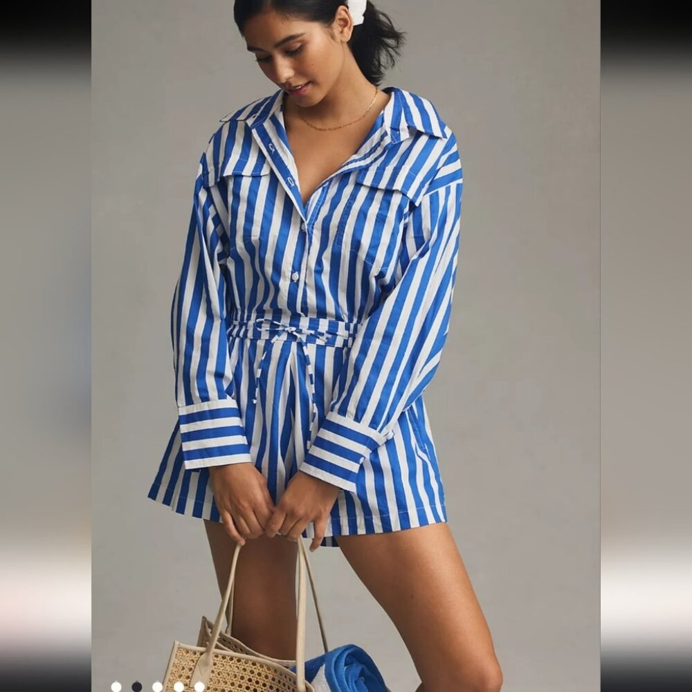 NWOTFAITHFULL THE BRAND | Isole Playsuit romper stripes nautical blue white sz 8